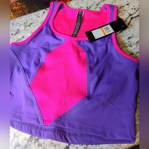 FILA Performa Training Tank Top Stretchy Pullover Ribbed Uplift Crop V Neck Size